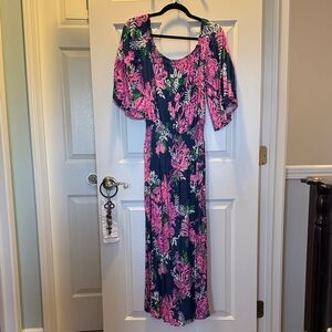 Lilly Pulitzer Pink and Blue Floral Maxi Dress